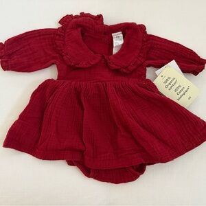 H&M Red Ruffled Baby Dress 100% organic cotton